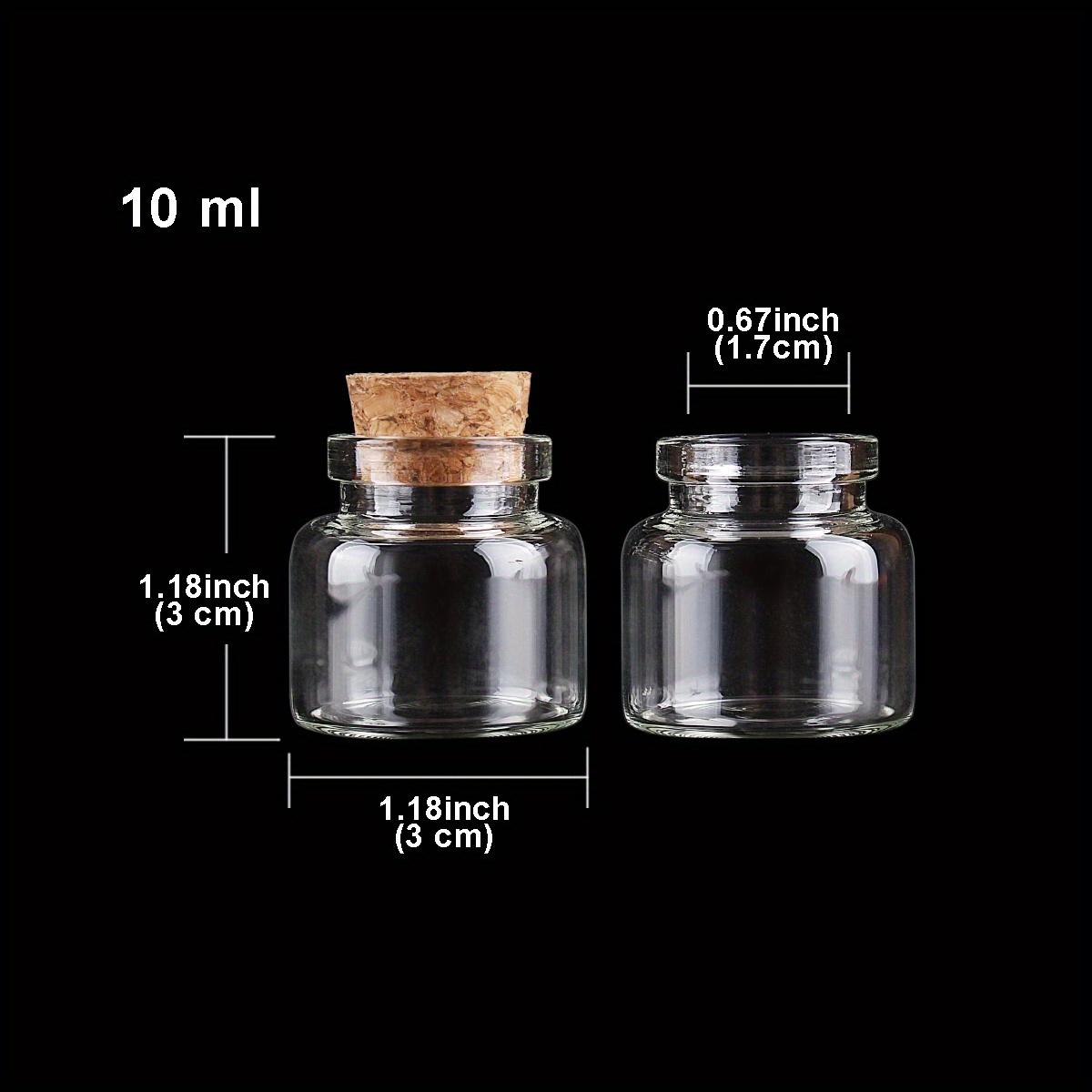 24PCS 10ml/15ml/20ml/30ml/40ml/50ml/60ml Glass Bottles Stopper Crafts Jars  Corks Mini Transparent Empty DIY Small Vial Bottles Free Shipping 