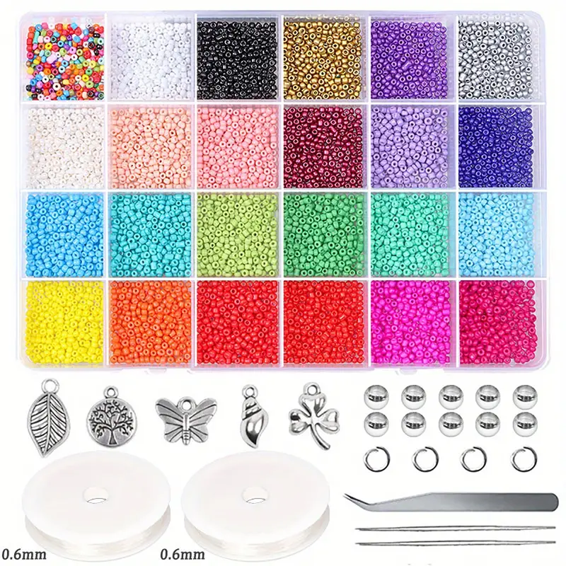 Acrylic Seed Beads Kit For Needlework Craft Small Beads Kit - Temu