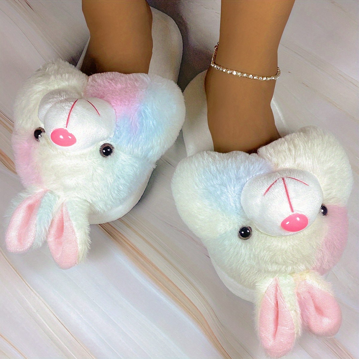 Tie dye fuzzy online slippers