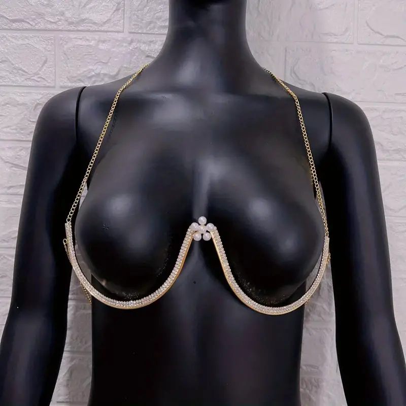 hot selling rhinestone chest bracket flower pendant bikini crystal chest bracket chain rhinestone underwear body chain jewelry details 3