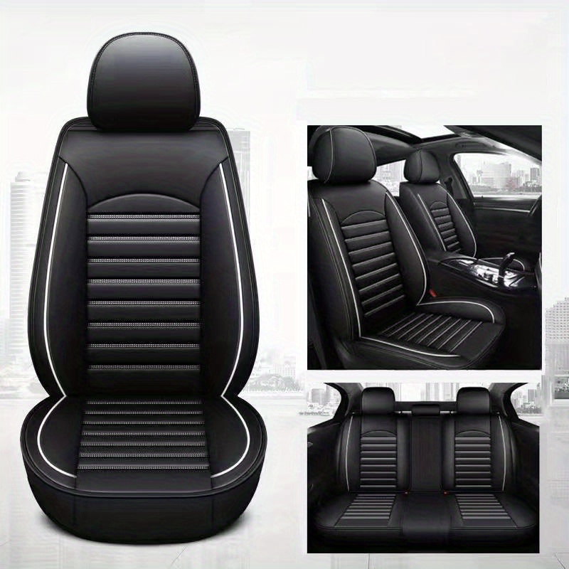Black Car Seat Covers Faux Leather Protection Full Set Universal