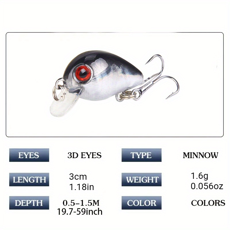 10pcs Minnow Fishing Lures, 1.18inch 1.6g Crankbait Hard Bait, Artificial  Wobbler Bass Bait, Fishing Accessories