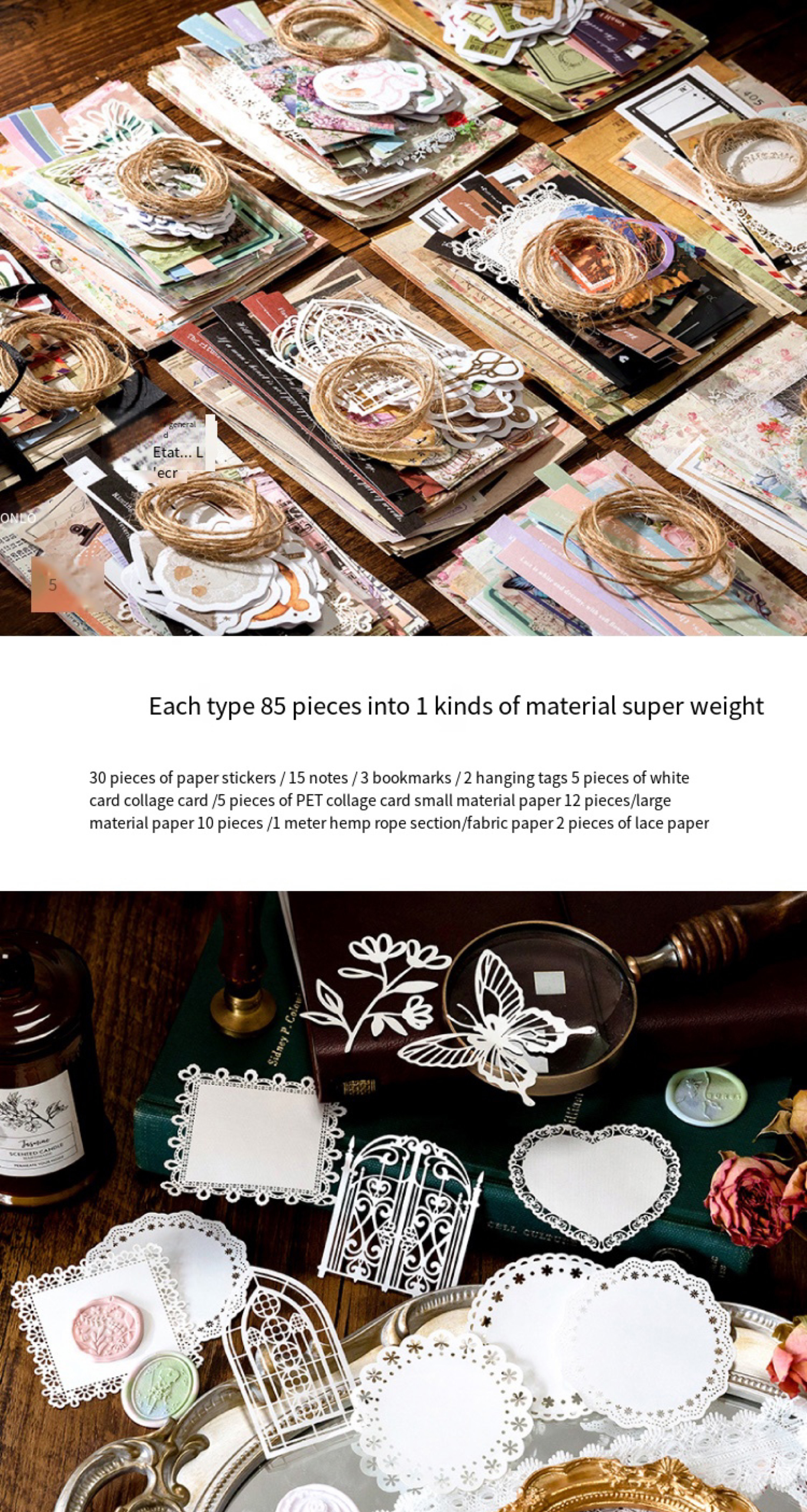 510pcs/set DIY Handmade Material Set with Black Ribbon, Uncoated Finish, 4.23 oz Weight Per Square Meter, Suitable for Crafts, Gift Wrapping, Scrapbooking, Journals, Framed Gift Boxes, Explosive Gift