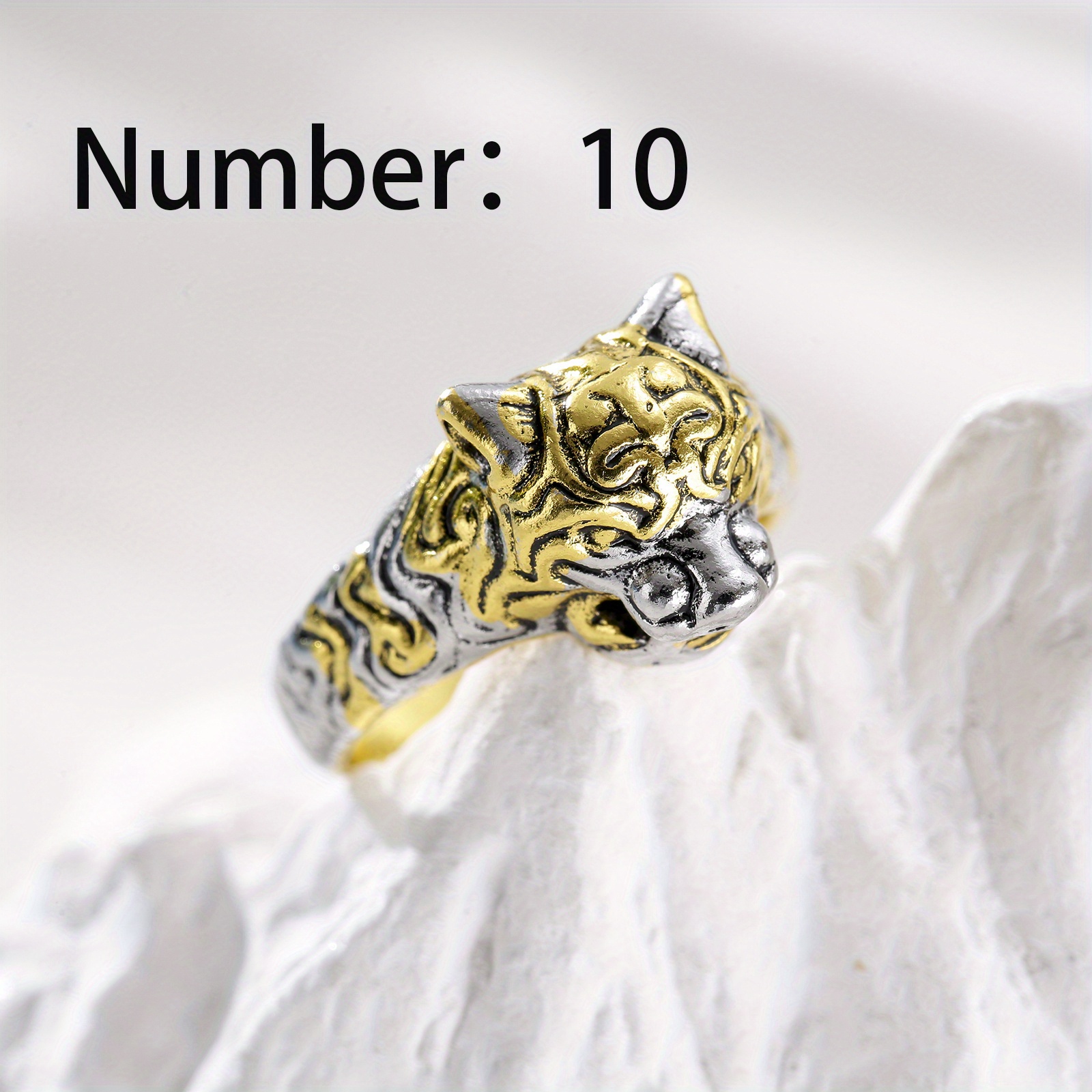 Leopard Head Ring, Retro Two Tiger Head Design