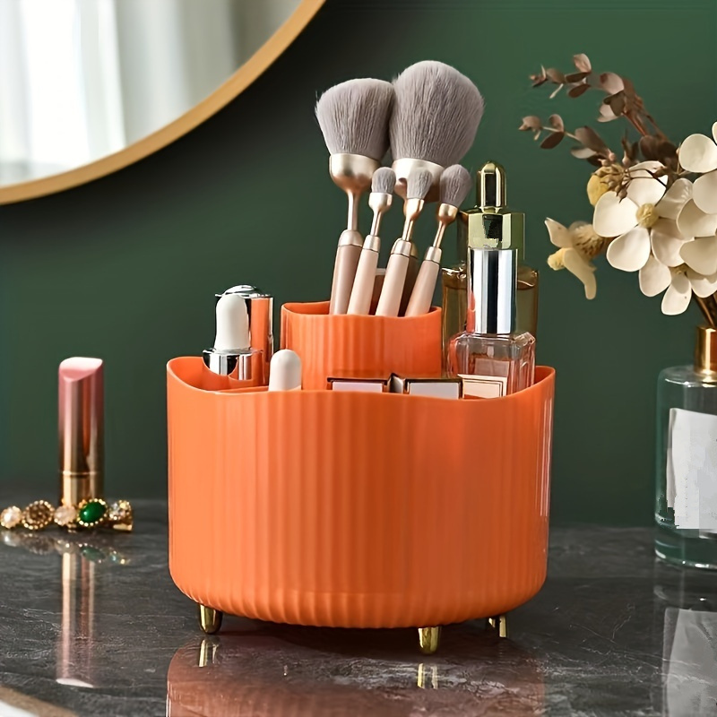 360 Degree Rotating Cosmetic Case 6 Slots Tabletop Makeup Brush Holder  Storage