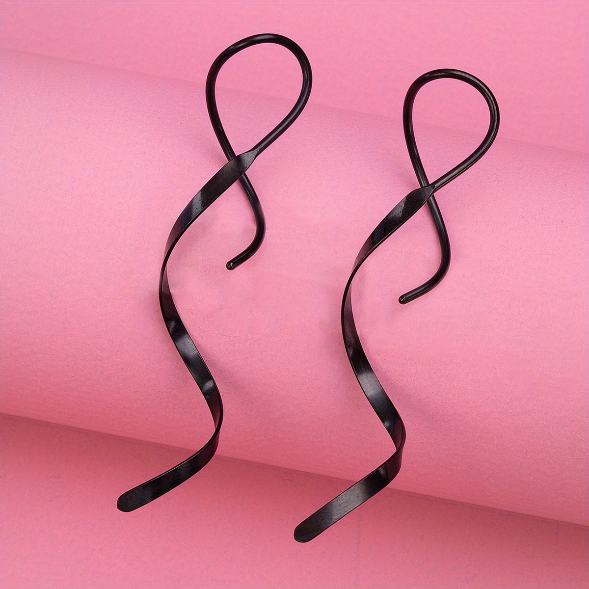 TEMU Set Of 2 Twisted Loop Earrings Designed For Women, Suitable For Ear Piercings Including Cartilage And Helix, Made Of Stainless Steel, Featuring