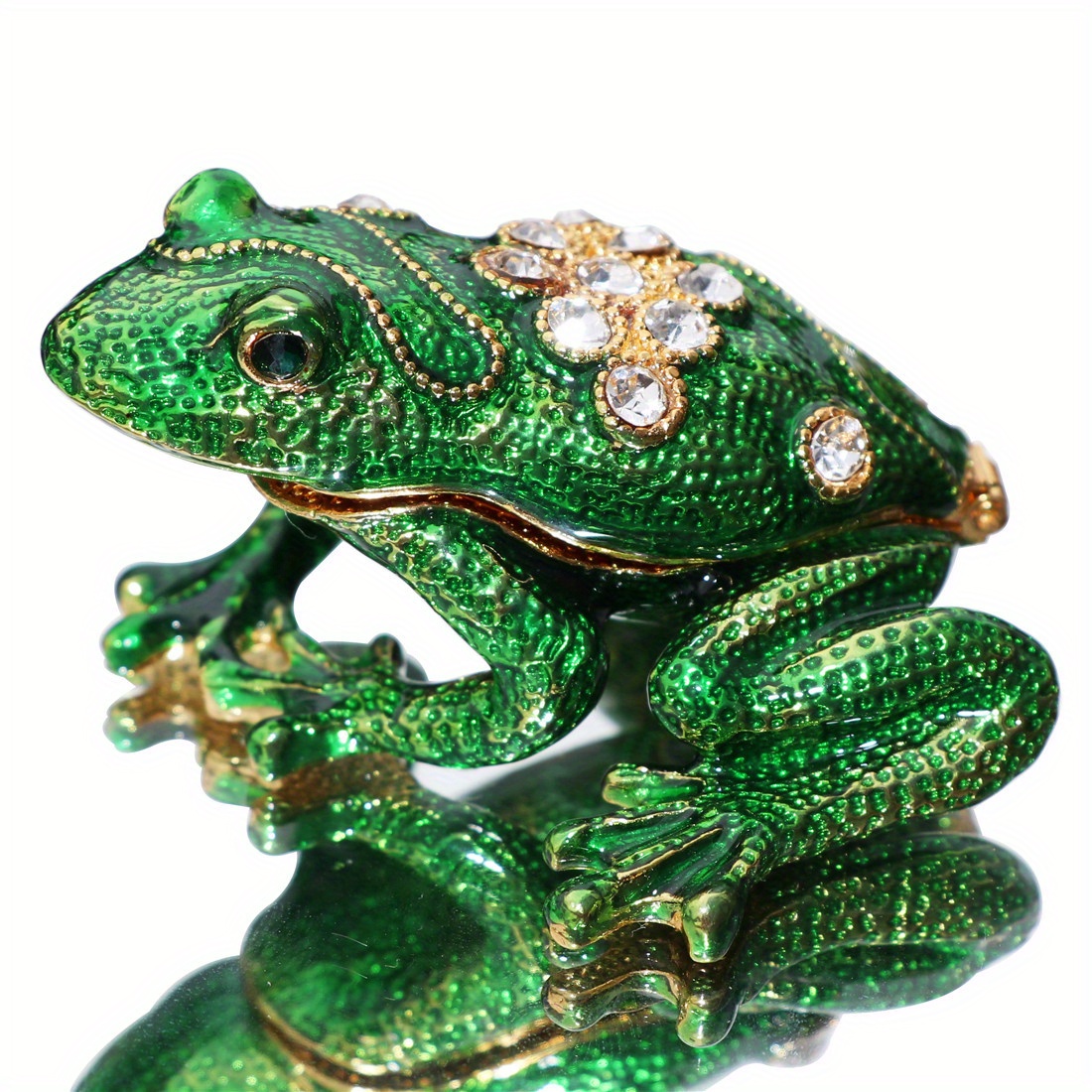 1pc Hand-painted Green Frog Figurine Trinket Box - Unique Jewelry Organizer And Ring Holder