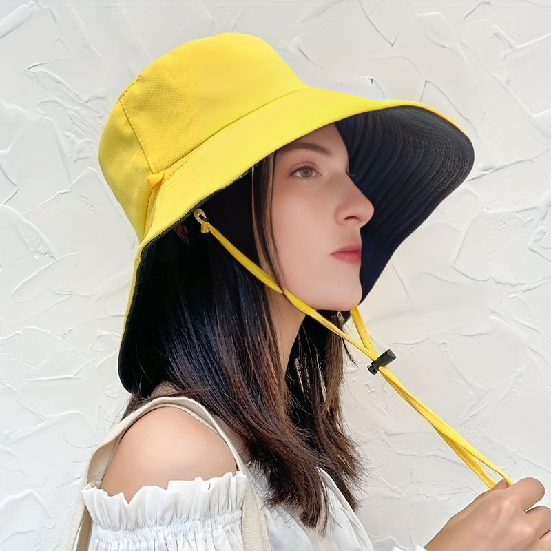Wide Brim Sun Hat Solid UV Protection Bucket Hat Casual Travel Beach Hats