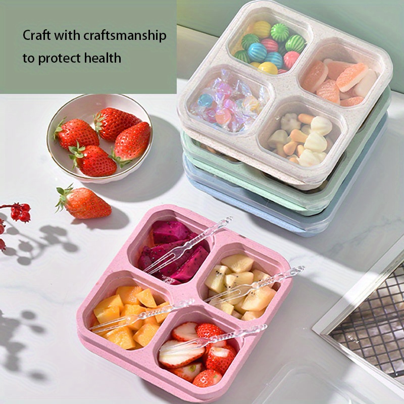 1pc Snack Containers, Divided Bento Snack Box, 4 Compartments