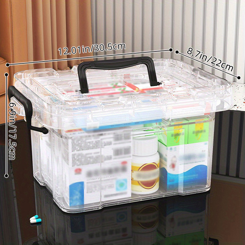 1pc Clear Crafts Box, Large Capacity Medicine Storage Box, Multi-layer  Crafts Storage Box, Portable Storage Case With Handle, Household Storage  Organi