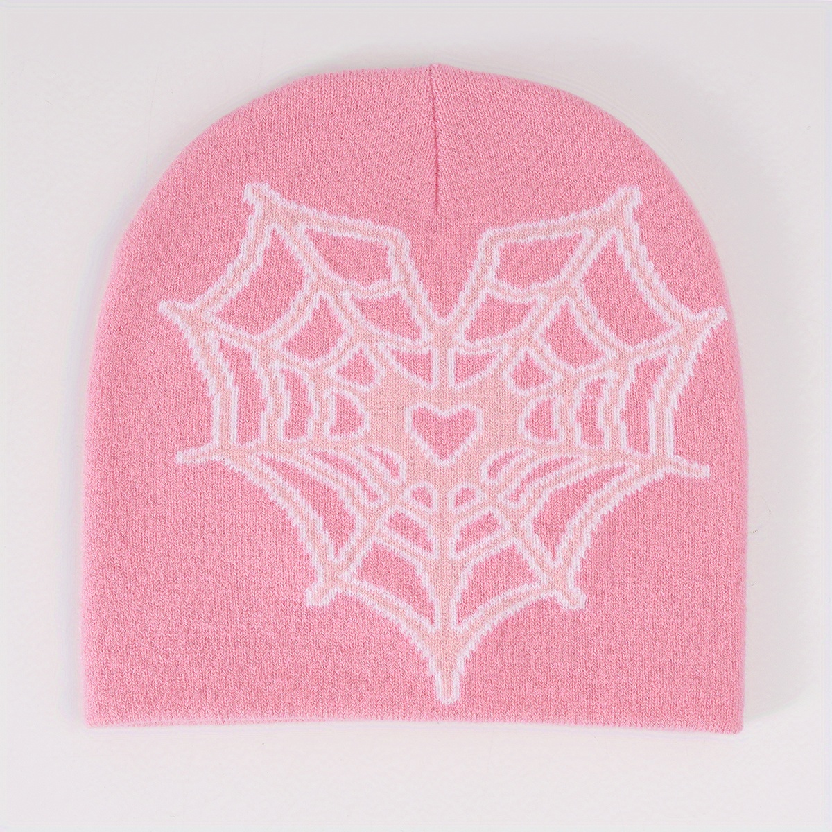 Heart Spider Web Jacquard Beanie Hip Hop Candy Color Skull - Temu