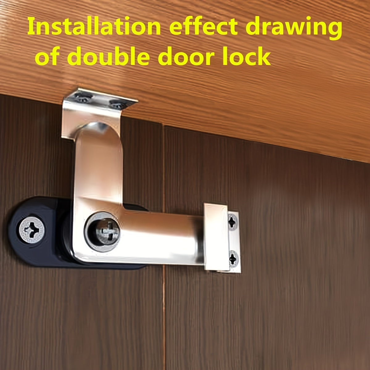 Double Door Lock with Key – Brass Plated Steel Lock for Door Quickly  Securing Collectibles or Other Valuables - Double Door Cabinet Lock  Requires ¾”
