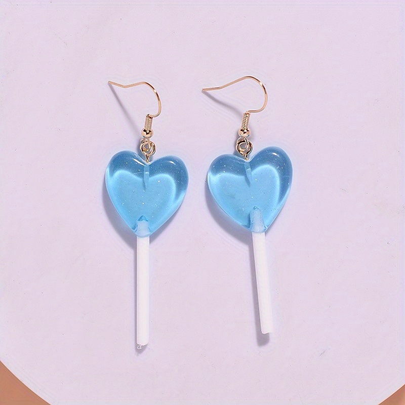 Boucles d'oreilles BIG HEART LOLLIPOP, boucles d'oreilles grand coeur,  boucles d'oreilles sucette coeur rouge, boucles d'oreilles Saint Valentin,  boucles d'oreilles pendantes coeur, grand coeur -  France