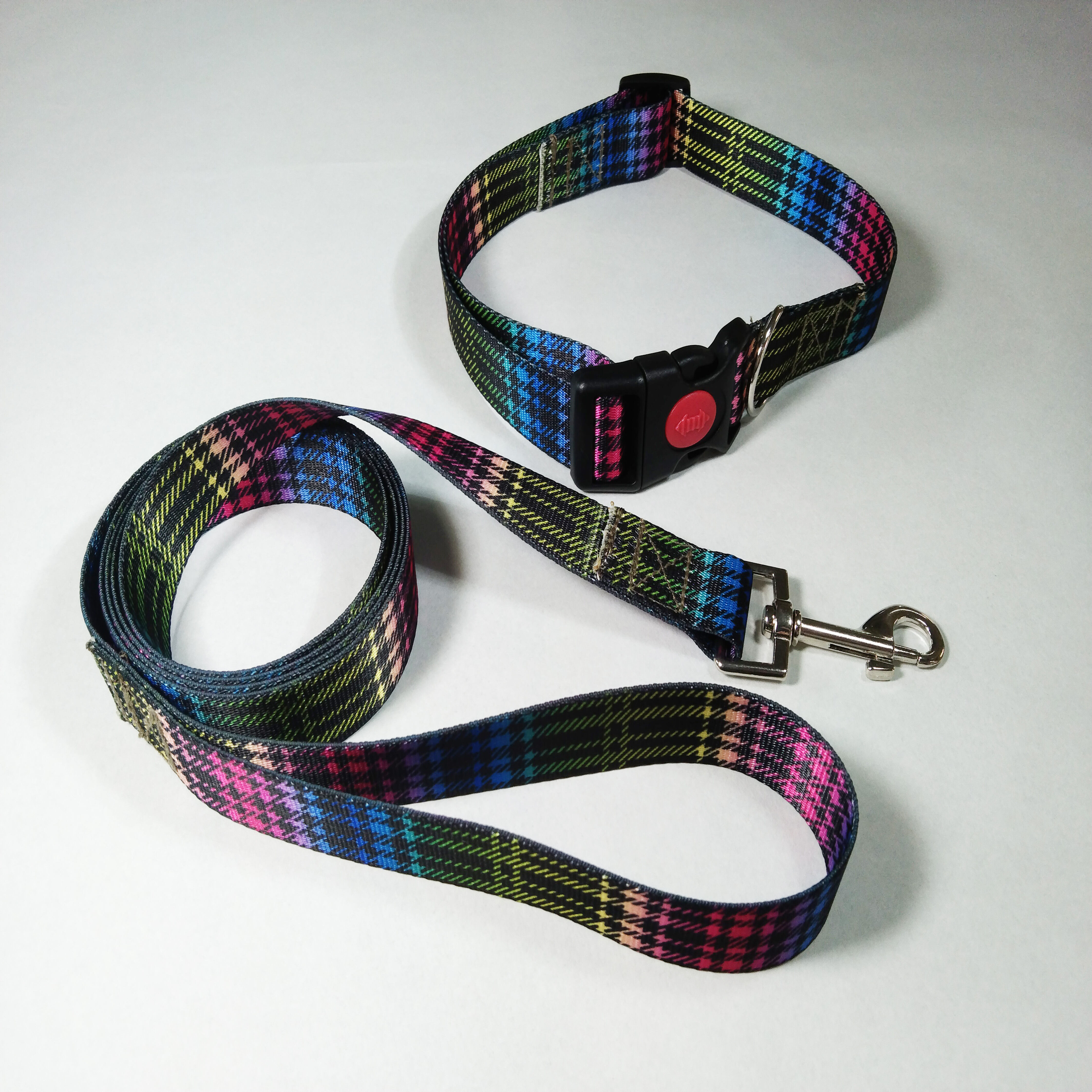 Tartan dog collar hot sale and lead set