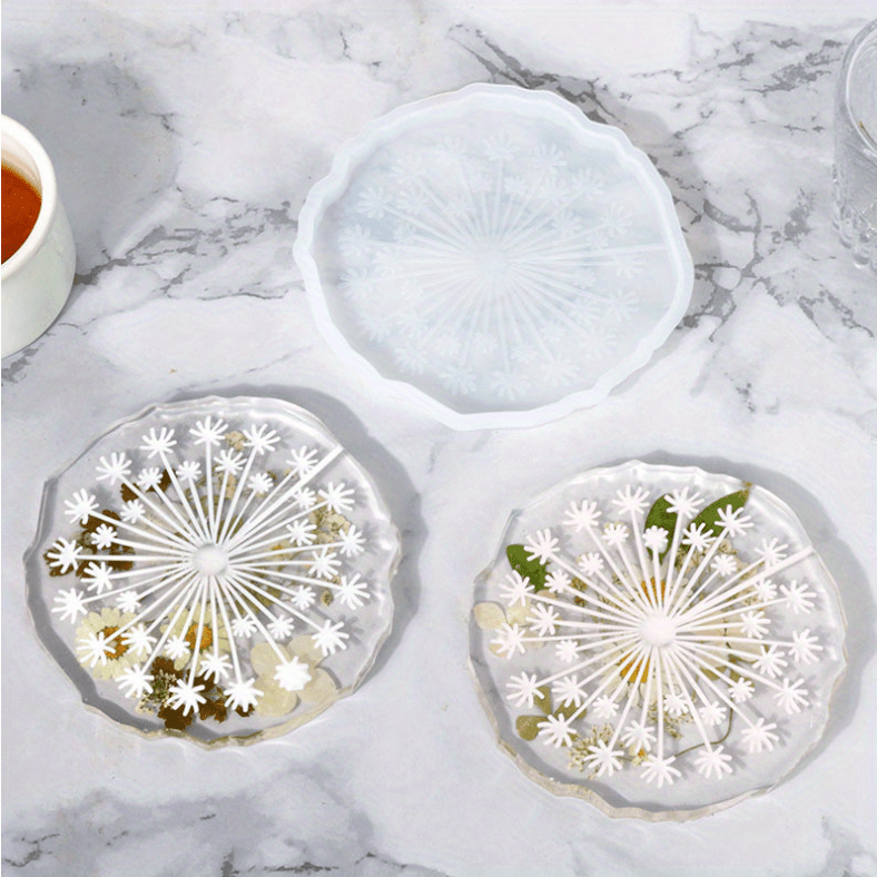 Dandelion Coaster Resin Molds Silicone Coaster Mold Round Flowers