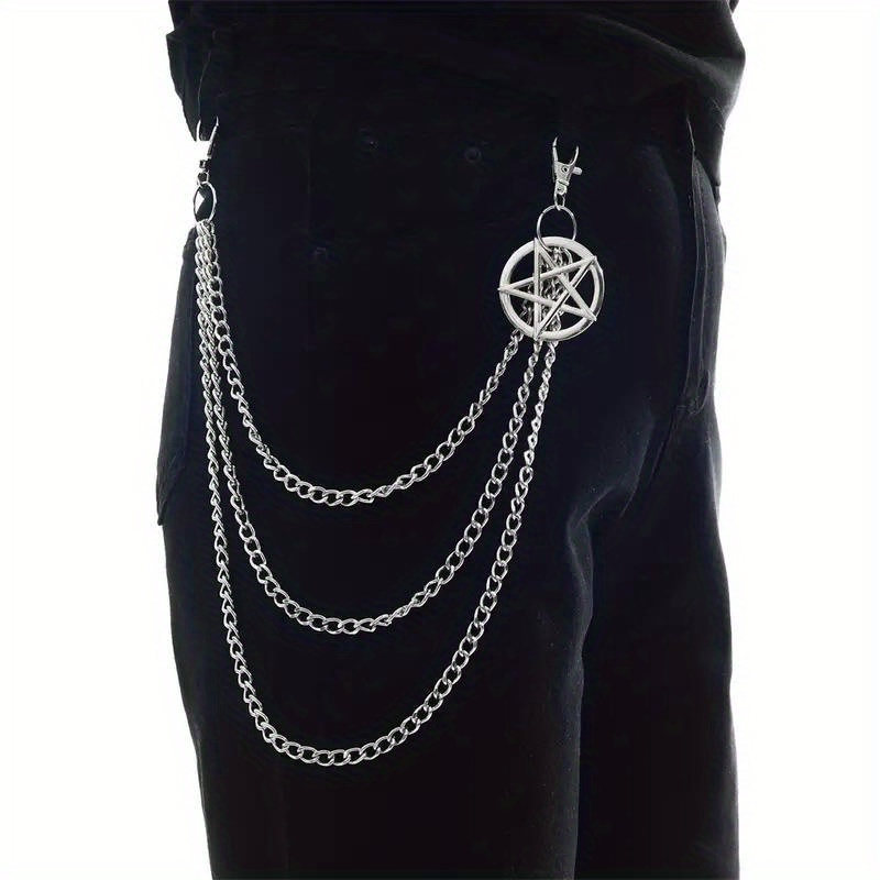 Punk Pentagram Pants Jeans Chain Keychains Trouser Biker - Temu New Zealand