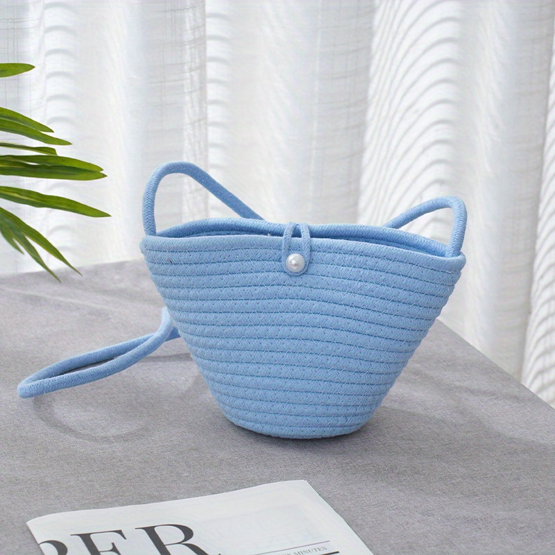 Versatile Woven Solid Shoulder Bucket Bag