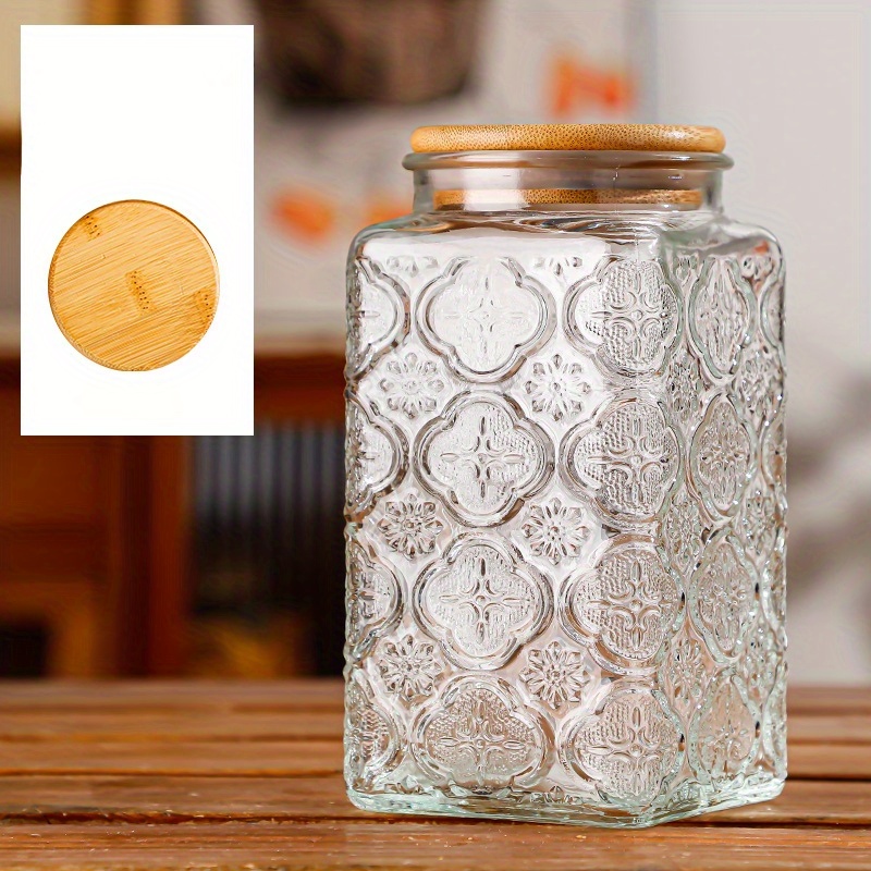 Kitchen Square Mason Jar with bamboo Cover For Spices Glass Container Glass  Jars With Lids Jar Kitchen Jars And Lids Wholesale - AliExpress