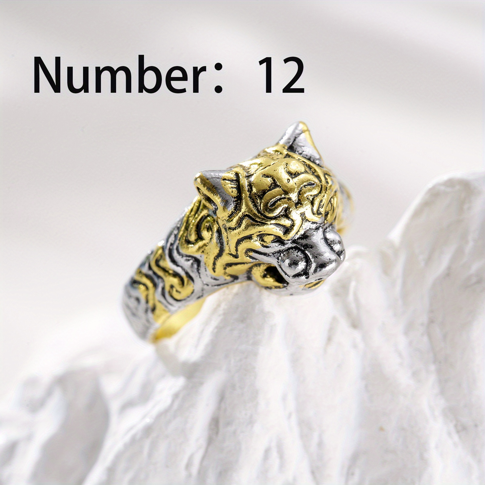 Leopard Head Ring, Retro Two Tiger Head Design