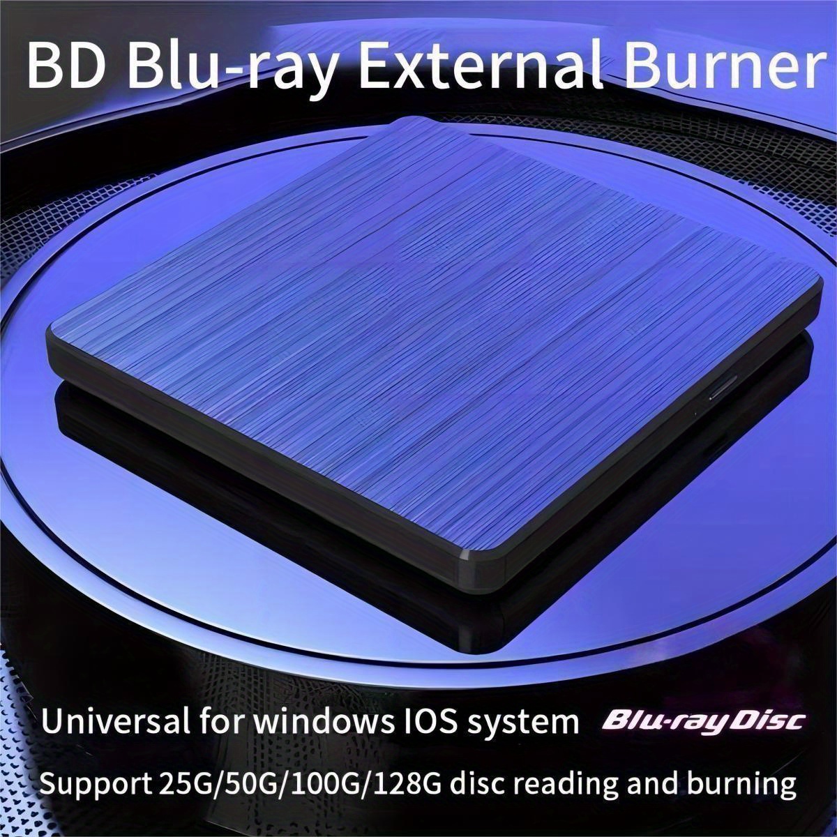 Blu-Ray Burner External Bluray DVD Drive, USB 3.0 And Type-C DVD Burner 3D  Slim Optical Bluray CD DVD Drive Compatible With Windows XP/7/8/10 * F
