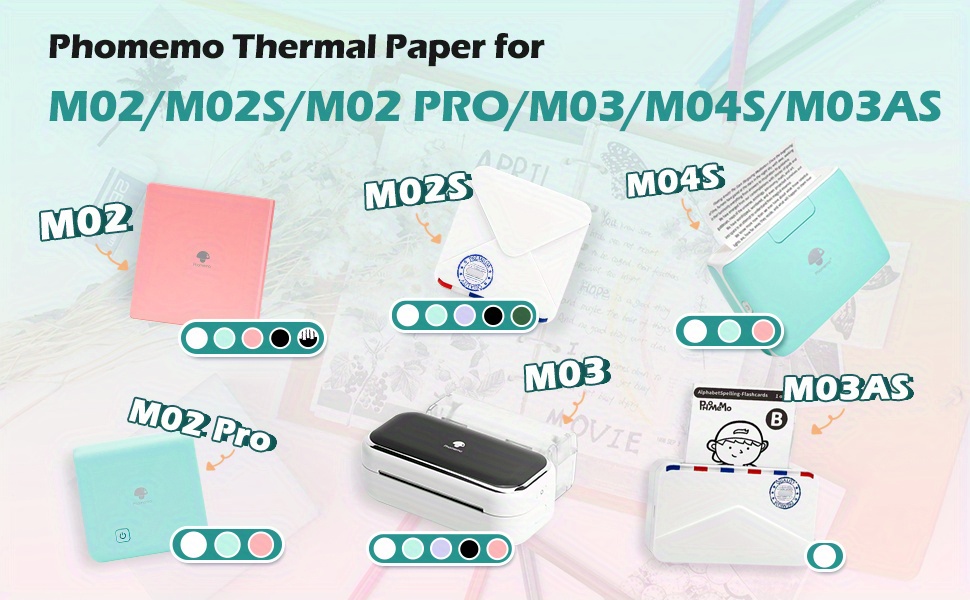 Phomemo Thermal Photo Printer Paper Rolls Adhesive Transparent Gold Papers  for M02 M02S M02Pro Printer Printable Sticky Note