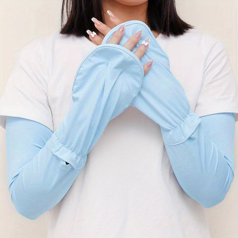 Plus Size Sleeve Finger Integrated Sun Protection Gloves - Temu