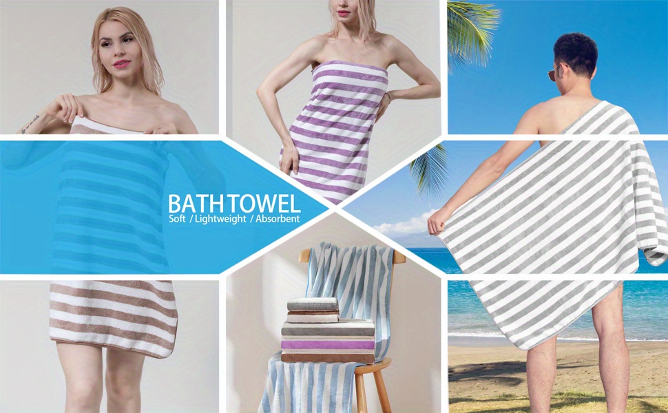 Striped Towel Set Bath Towels Hand Towels 4 Colors - Temu