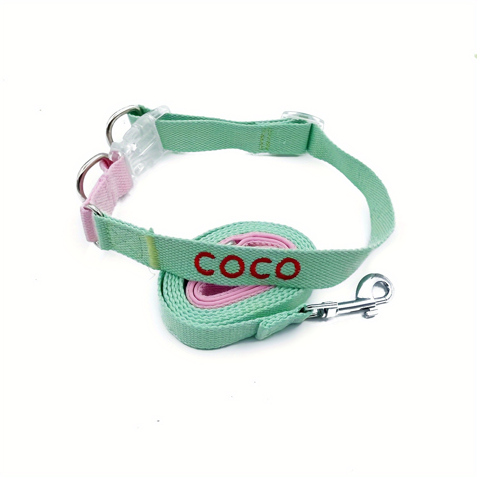Customized Green Pet Dog Collar Rope Set Red Thread Embroidered Pet Name  Phone Number - Temu Austria