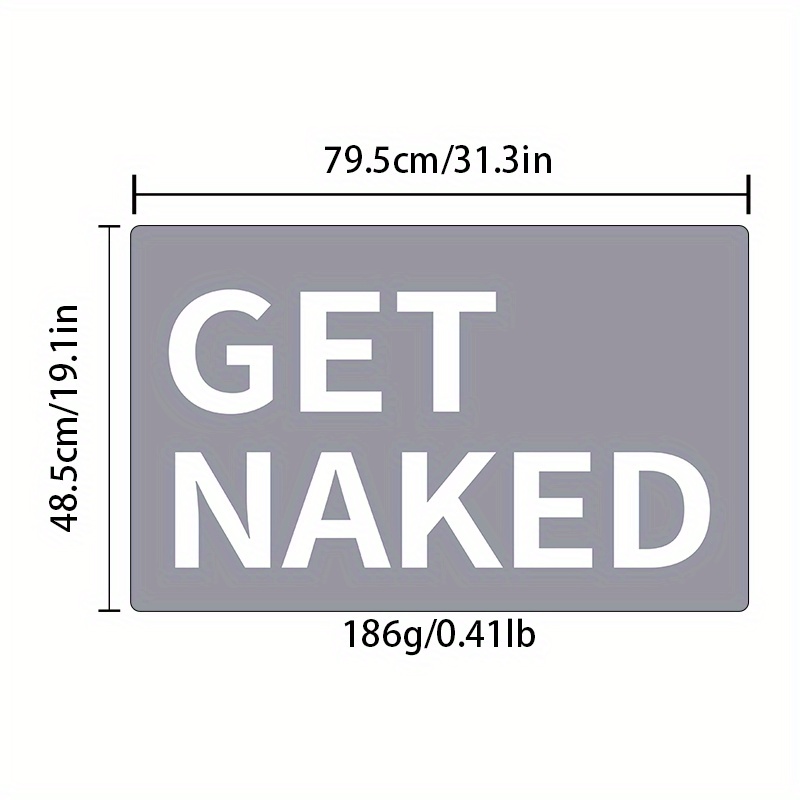 Get Naked Bath Mat Sign Grey Bath Rug Funny Bathroom Decor Cute