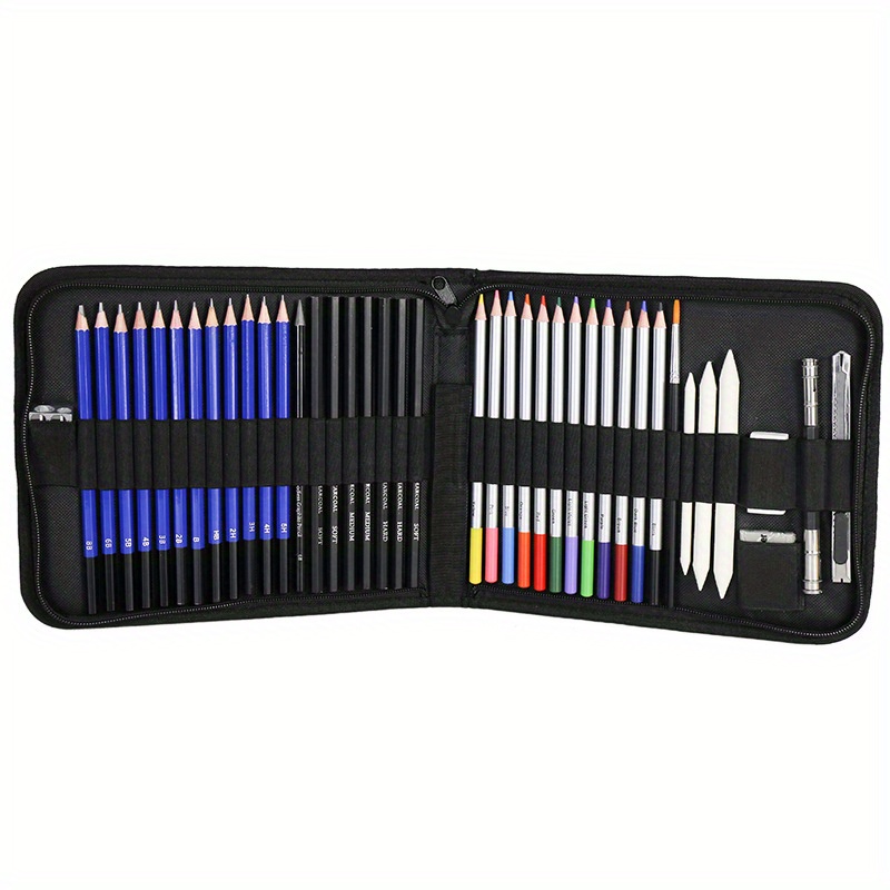  YBLANDEG Kit de lápices de colores de dibujo y boceto, 145  piezas, suministros de arte profesional, juego de lápices de pintura,  lápices de arte de carbón de grafito, adolescentes, adultos y