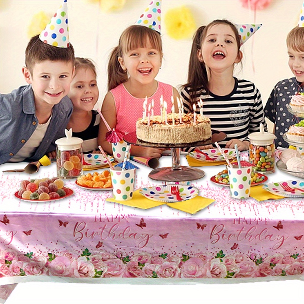 Paquete de 3 manteles decorativos de cumpleaños de 15 años para niñas,  color rosa dorado y rosa con texto en inglés Happy 15, suministros de  fiesta