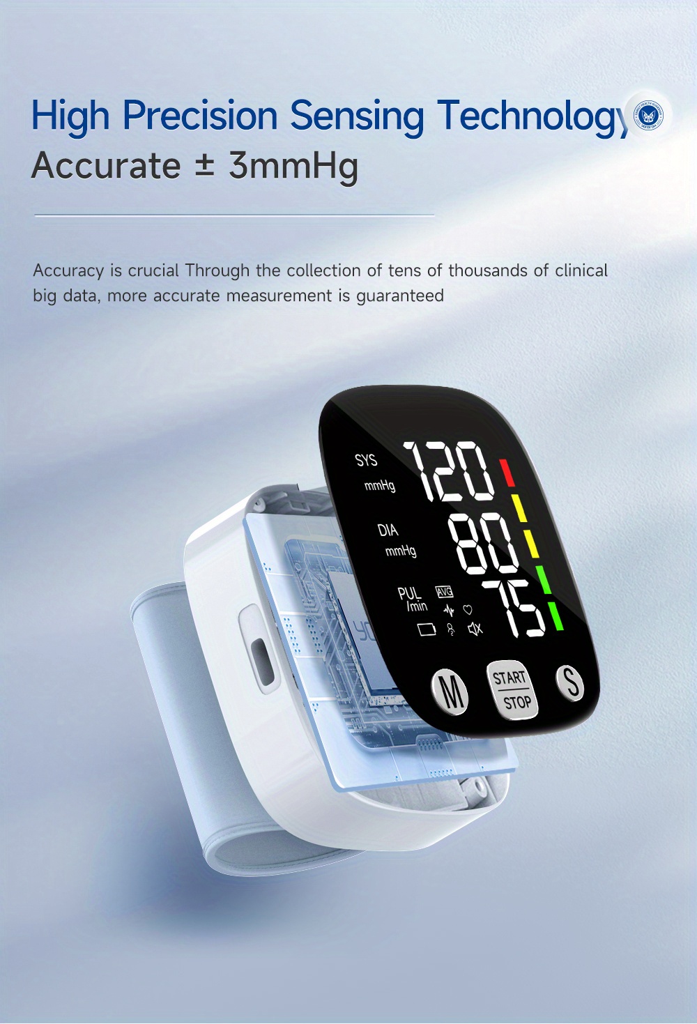 Led Rechargeable Wrist Blood Pressure Monitor Intelligent - Temu