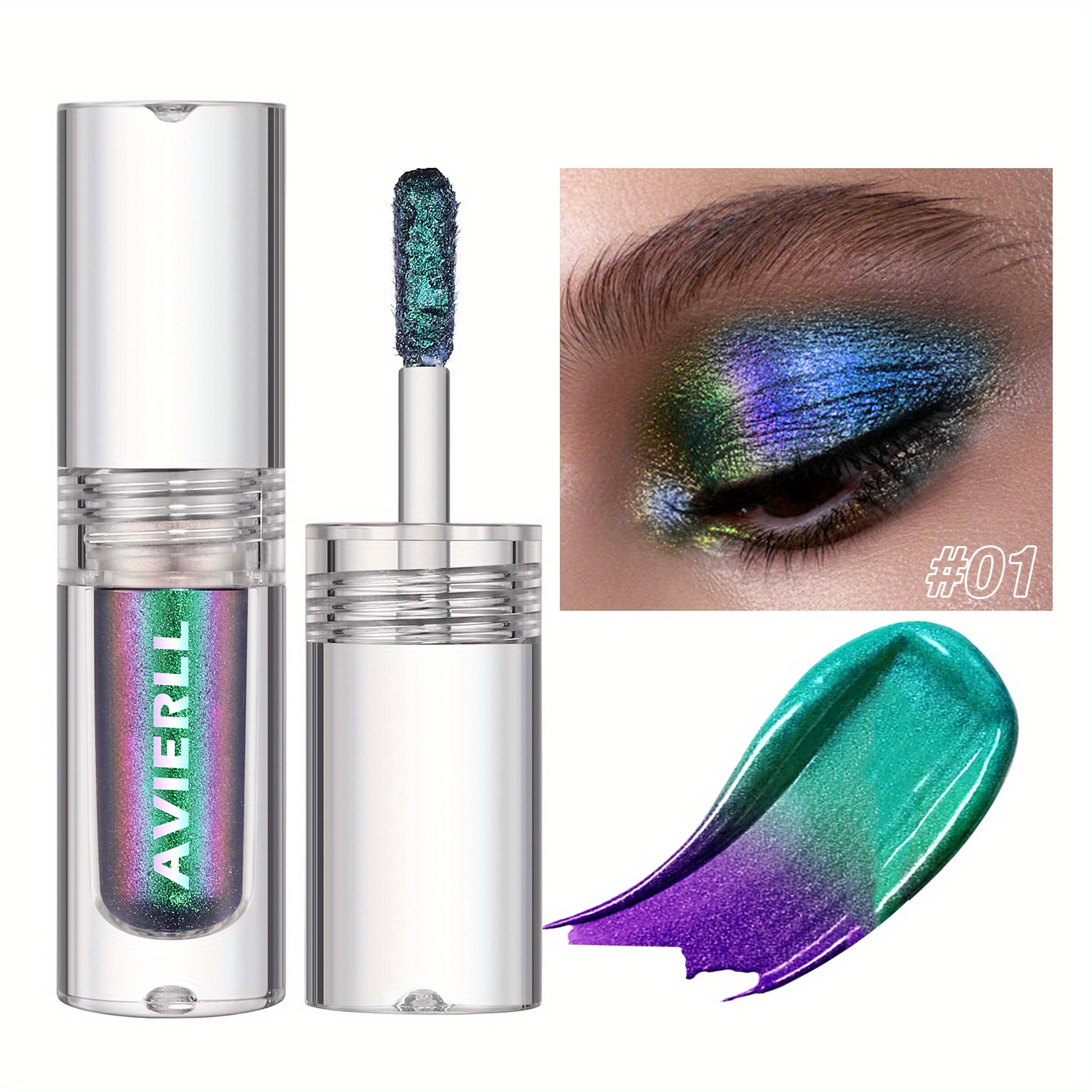 Glitter Eyeshadow Powder, Long Lasting Chrome Chameleon Holographic  Eyeshadow Powder Pigment Eye Makeup For Women Cosmetic