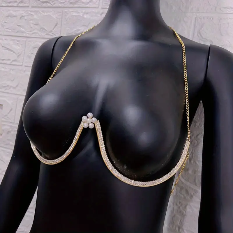 hot selling rhinestone chest bracket flower pendant bikini crystal chest bracket chain rhinestone underwear body chain jewelry details 4