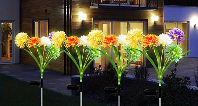 2pcs 4pcs multicolor solar garden lights waterproof outdoor flowers lights for decorative garden stakes and gifts for mom details 3