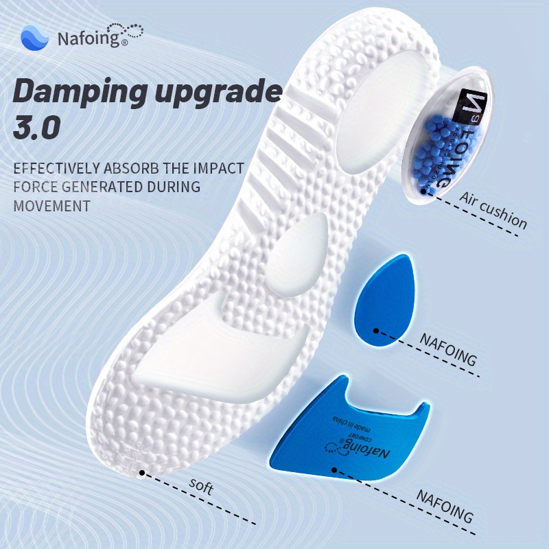 1 Pair Shock Absorbing Breathable Cushion Insoles - EVA Material, Comfortable & Durable for Men & Women, Fits All Shoes, Casual & Formal Wear, Casual Footwear, Ergonomic Design, Lightweight Insoles