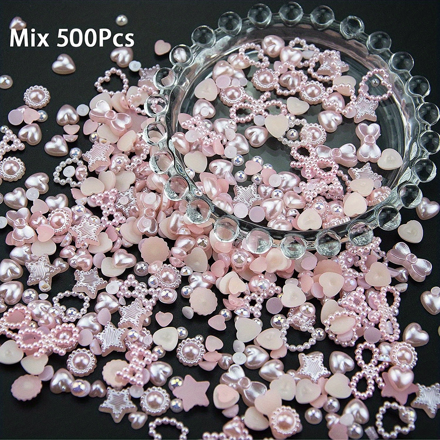 Half White Pearls Heart Nail Beads Charms Mixed Sizes Spring - Temu Canada