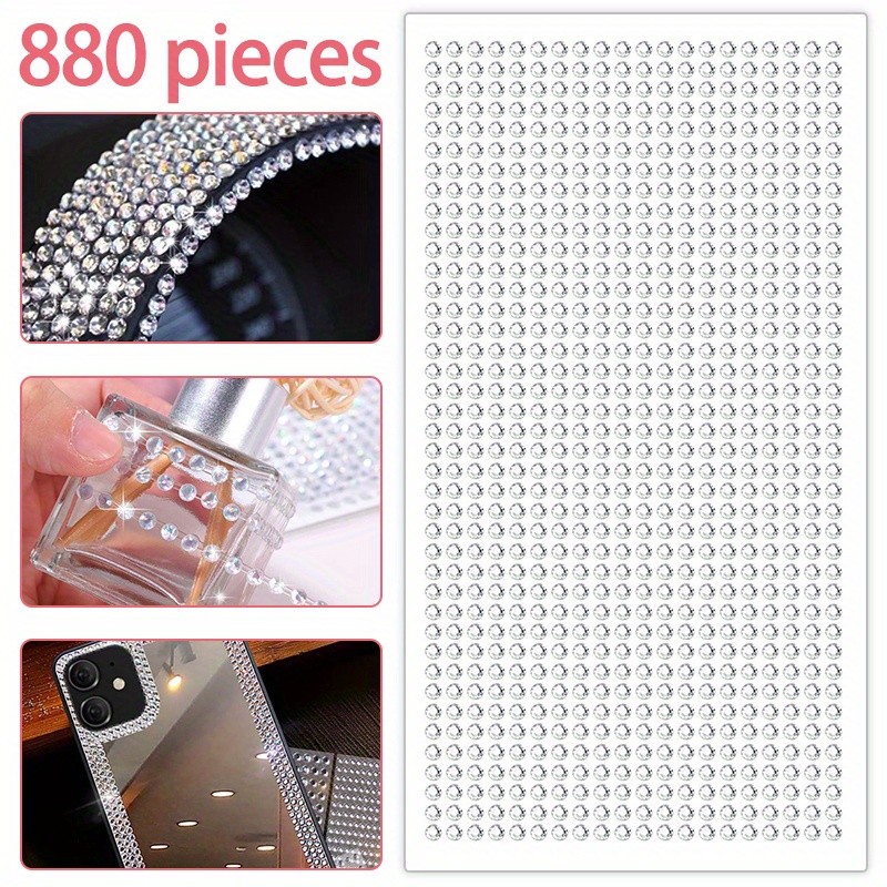 1sheet 880-piece 3mm Synthetic Crystal Rhinestone Car/mobile/pc Decor Decal Styling Accessories Art Adhesive Scrapbooking Sticker