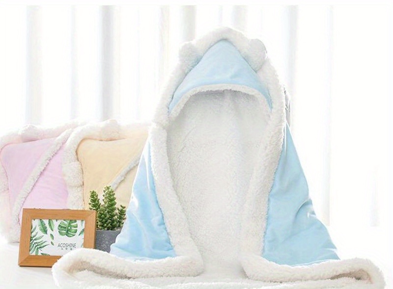 cartoon themed baby hooded swaddle blanket soft polyester knit fabric cozy fleece lined machine washable multi color   design for 0 3 years old details 3