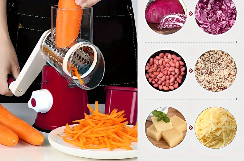 Dropship 1 Set; 4in1; Vegetable Slicer; Multifunctional Fruit Slicer;  Manual Food Grater; Rotary Cutter; Vegetable Grinders; Kitchen Stuff;  Kitchen Gadgets to Sell Online at a Lower Price