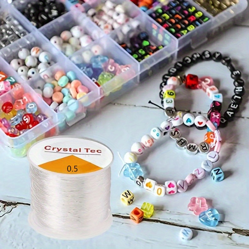 109 Yards Transparent Elastic Beading Cord, 0.5mm Round Crystal Rubber Thread for DIY Jewelry Making - Ideal for Bracelets & Crafts, Beads for Bracelets