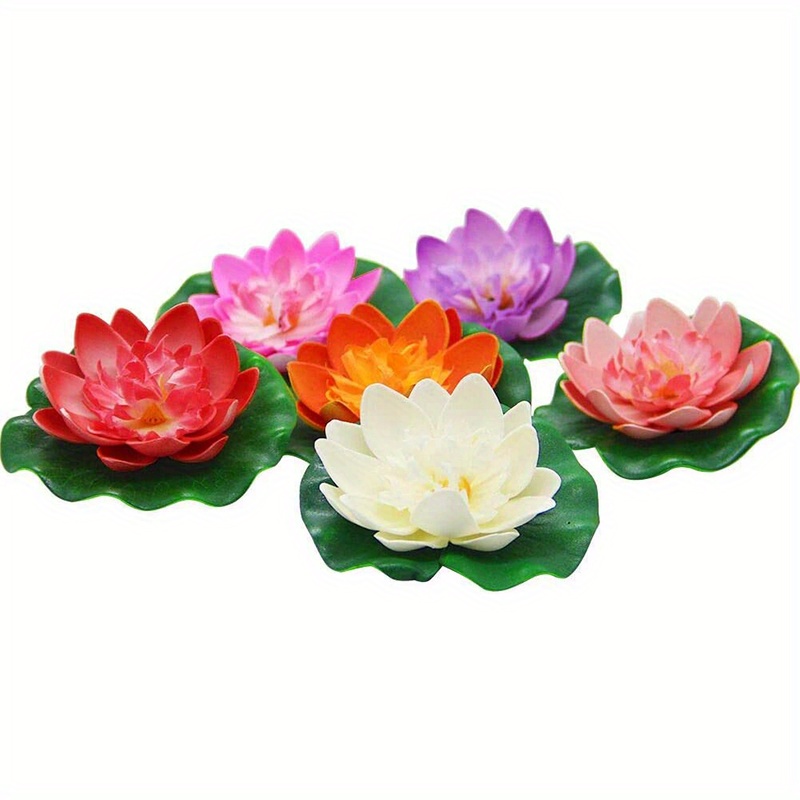 Artificial Floating Lotus Flowers, Fake Water Lily Pads For Pond