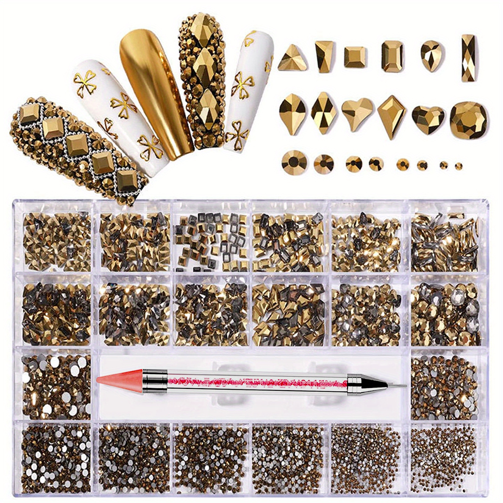 Multi-shaped Rhinestones Kit With Diamond Storage Box And Wax Pen For Nail  Art Craft - Glass Crystal Ab Nail Stones And Gems For Diy Nail Jewelry And  Designs - Temu Italy