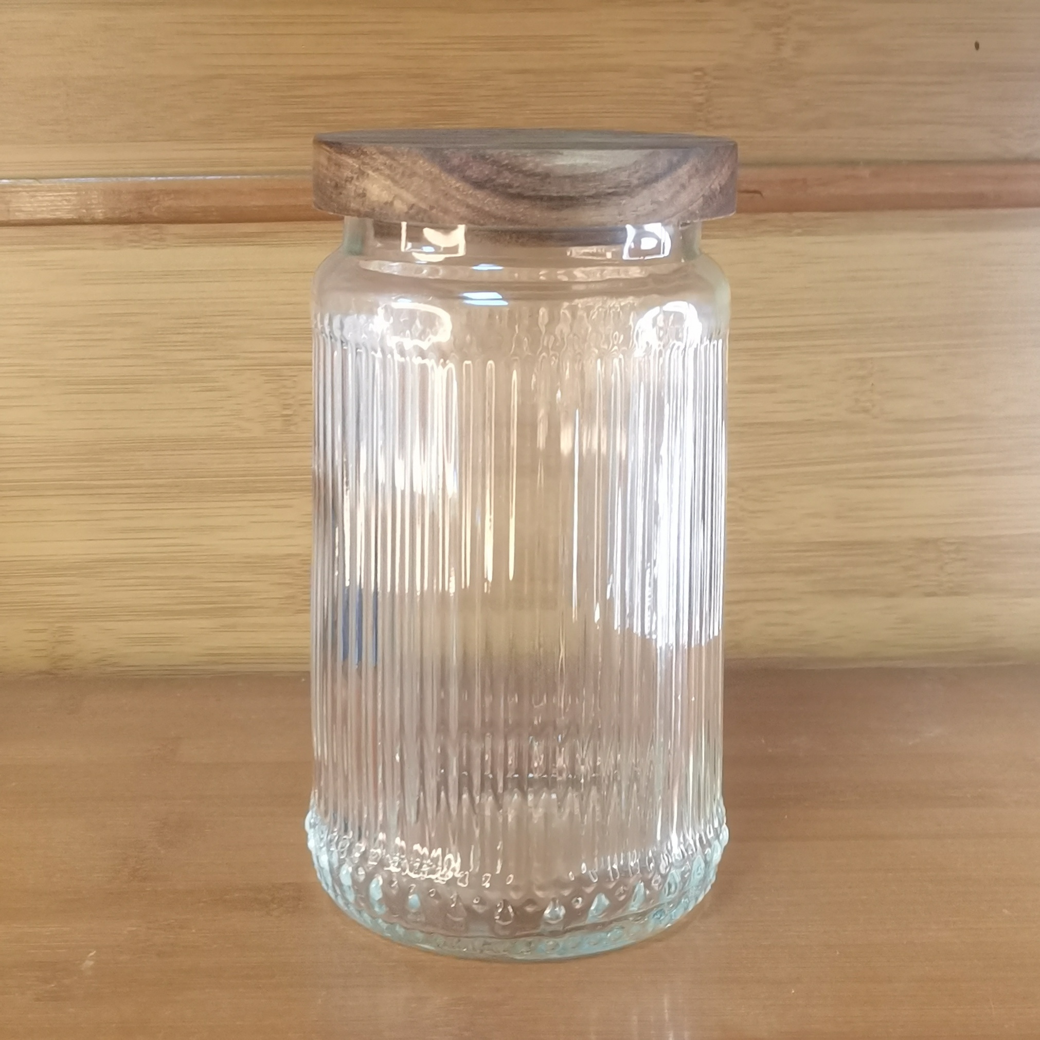 Vintage Square Embossed Glass Jar Acacia Wood Lid Sealed Jar Cylindrical Kitchen  Storage Bottle Sugar Food Storage Container New - Bottles,jars & Boxes -  AliExpress