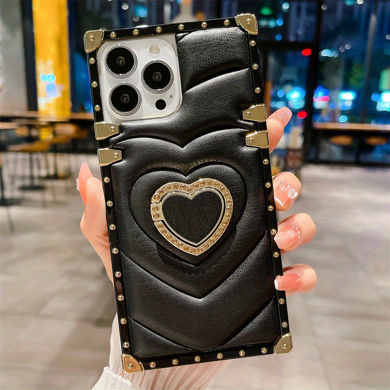 Luxury Square Leather Phone Case For iPhone 13 12 11 14 Pro MAX XS