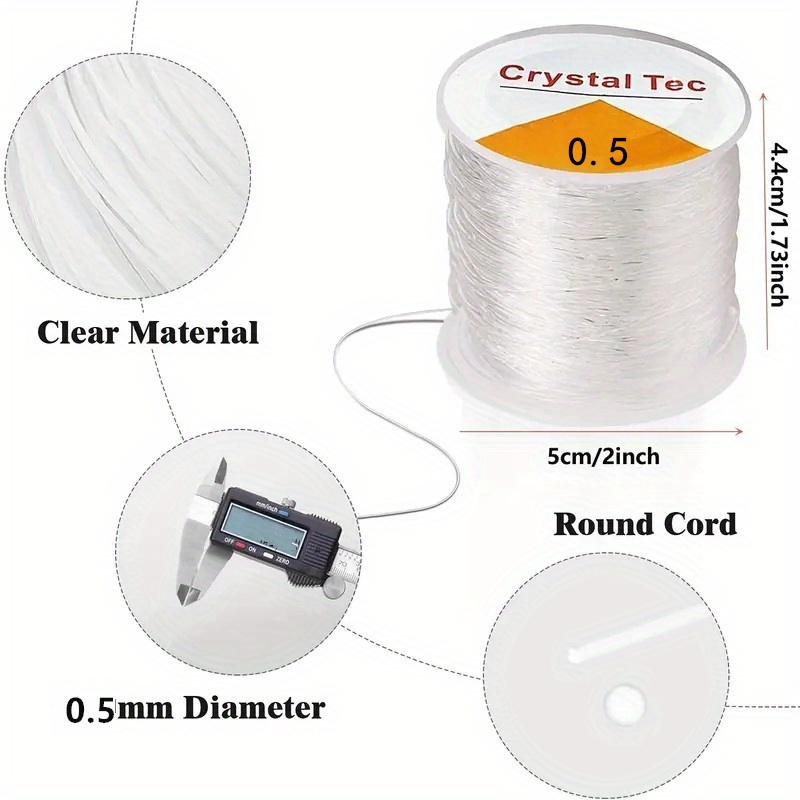 109 Yards Transparent Elastic Beading Cord, 0.5mm Round Crystal Rubber Thread for DIY Jewelry Making - Ideal for Bracelets & Crafts, Beads for Bracelets