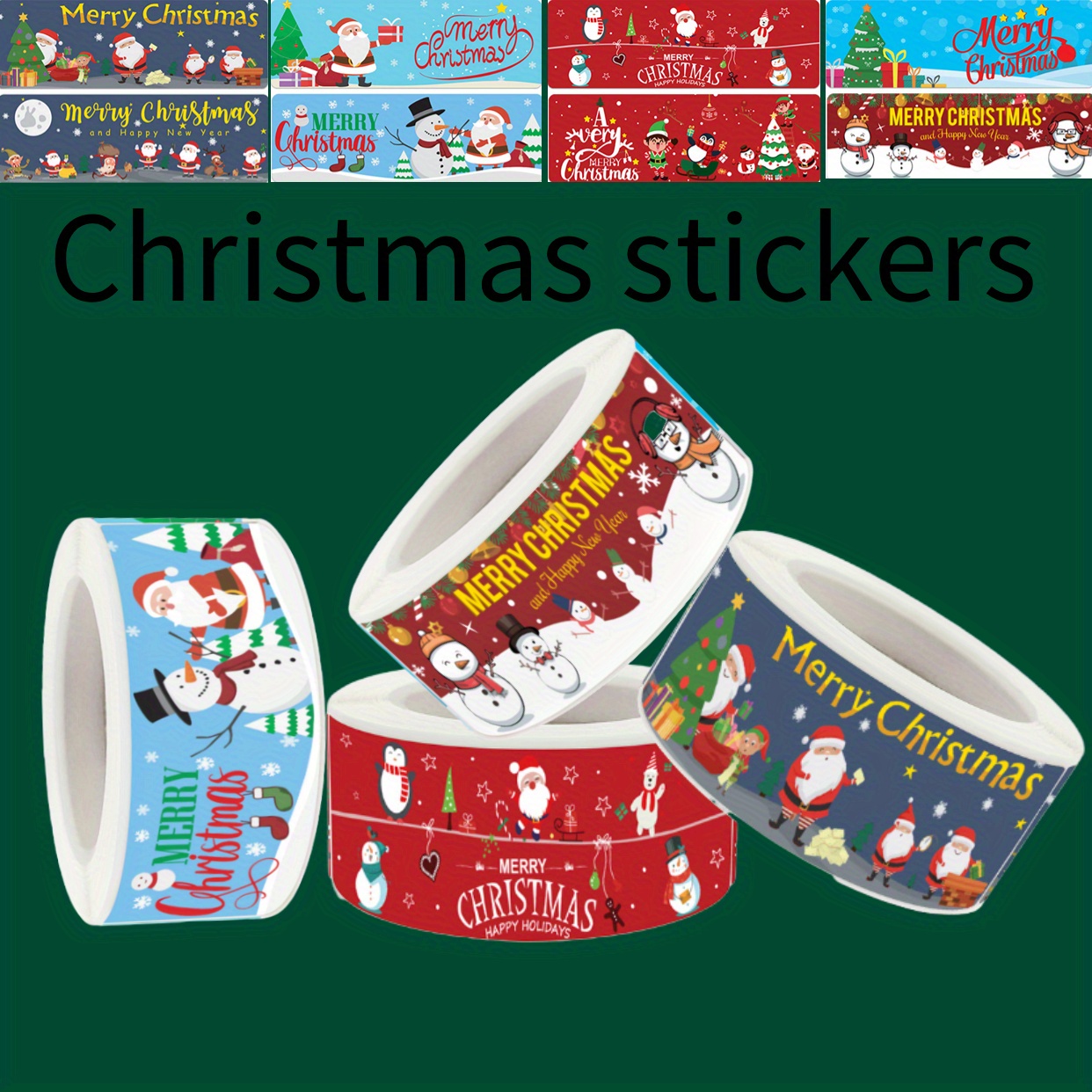 50pcs Vintage Christmas Stickers, Merry Christmas Stickers, Santa Claus  Stickers Roll, Winter Holiday Round Xmas Label Tag Stickers For Christmas  Gift