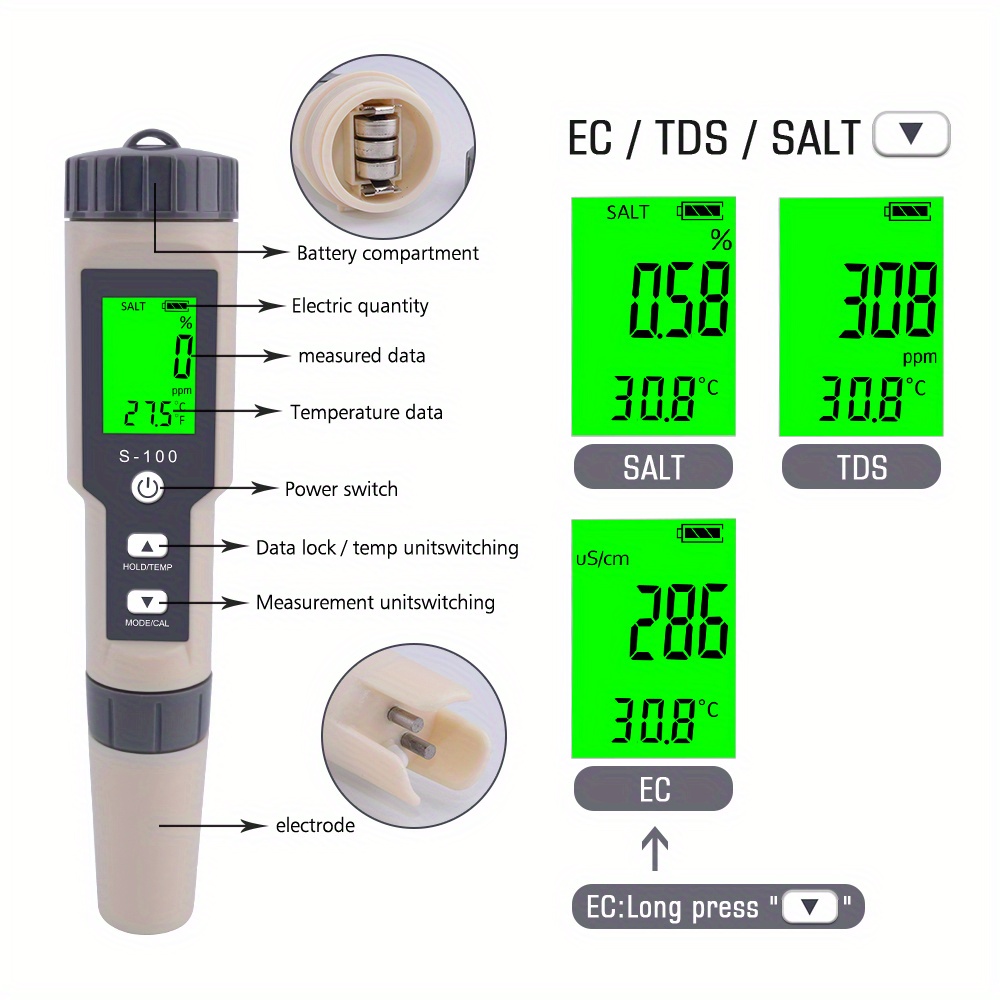 Testeur de salinité numérique pour eau salée, compteur de sel de