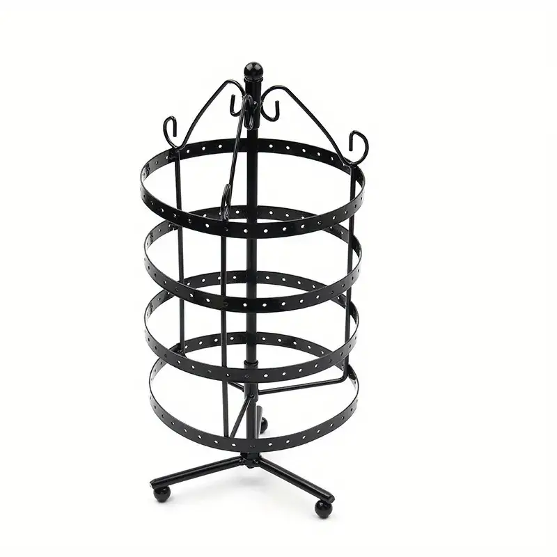 MODOWEY 5 Tiers Metal Rotating Earring Holder Organizer, Exquisite Jewelry  Display Stand Necklace Rack Holder, 220 Holes for Earrings- 14x6.3 Inch