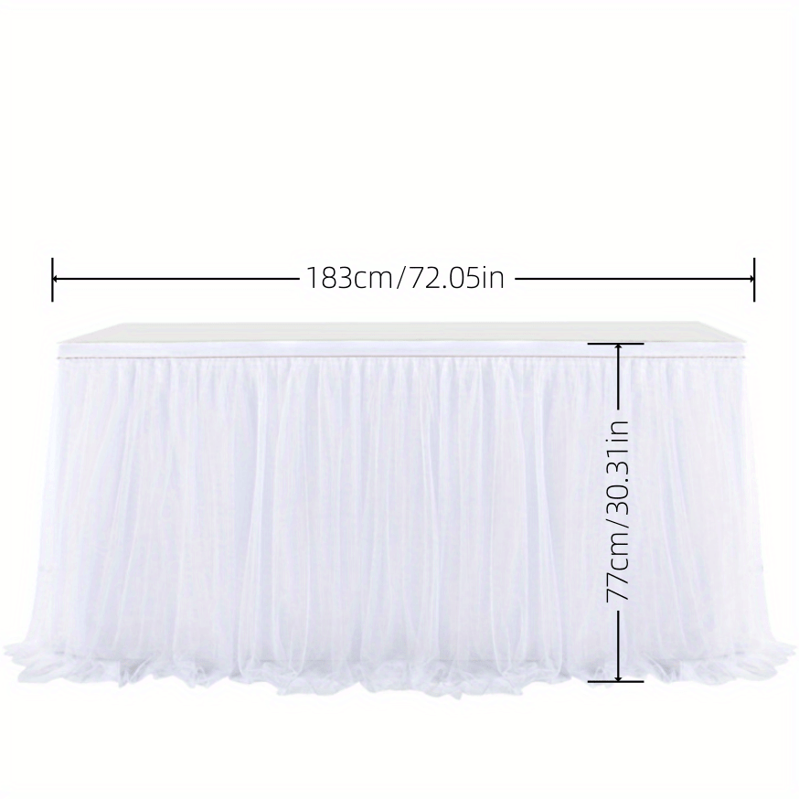 Falda de mesa blanca para mesa rectangular, mantel de tul blanco de 6 pies  para decoración de boda, para mesas, falda blanca, funda de mesa de gasa